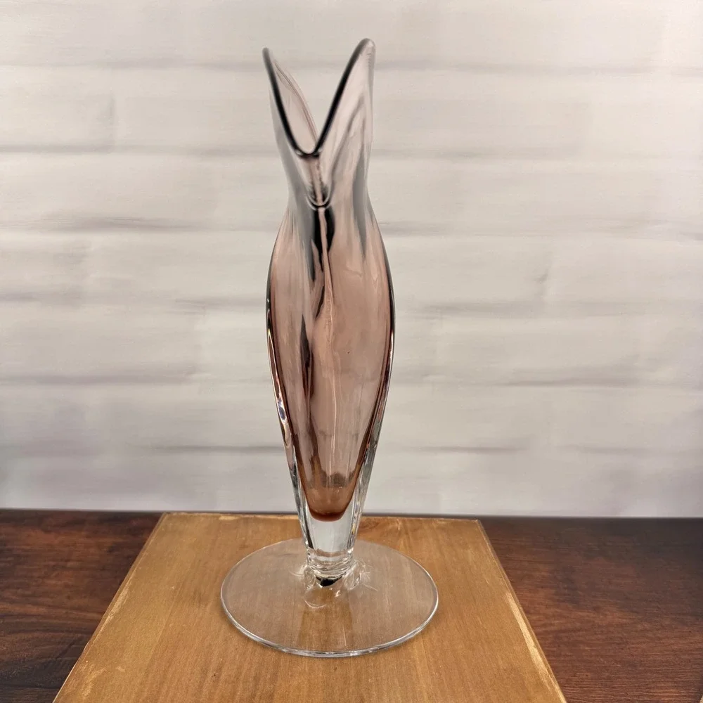 Blenko 872 Fan Vase Dusty Rose Art Glass